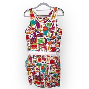 BG Basics White, bright colors white, red, green, orange Shorts Romper Size M